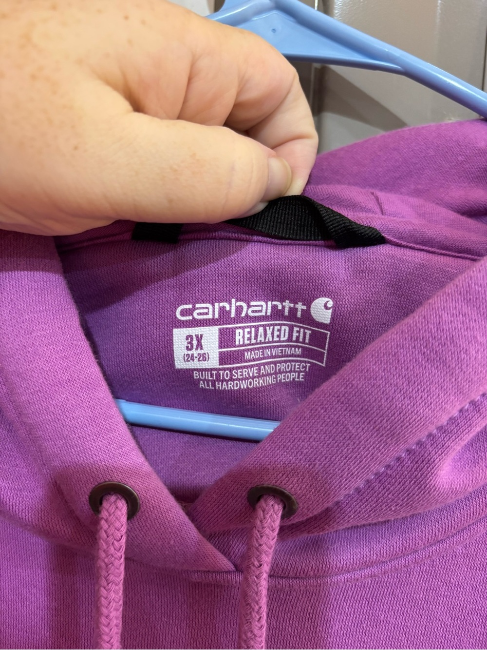 Carhartt Violet Relaxed Fit Pullover Hoodie with White Logo - Picture 3 of 3